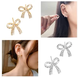 Light Luxury Bowknot Ear Pendant Temperament Piercing Earrings Bows Ear Studs Eardrop for Wedding Anniversary Birthday