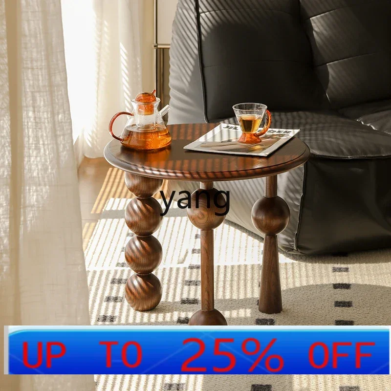 

LTT medieval style solid wood coffee table household living room small apartment sofa retro small round table