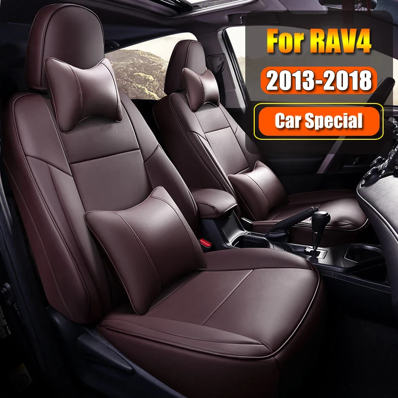 Luxury Custom Fit Car Seat Covers For Toyota Select Rav4 2013-2018 Waterproof Artificial Leather  Auto Parts Protection Cushion