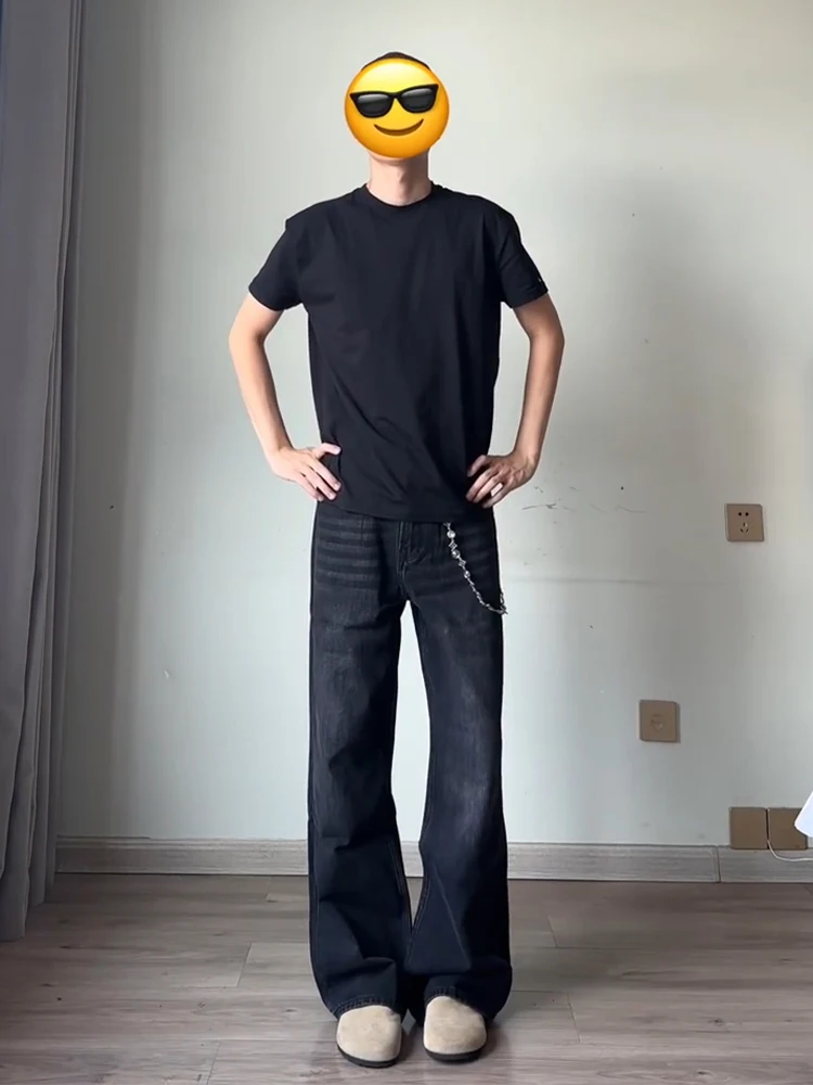 

Cleanfit Men's American Sle Micro Flared Jeans High Waist Lift Pant Retro Waed Knife Straight Leg Cotton Polyester Casual...