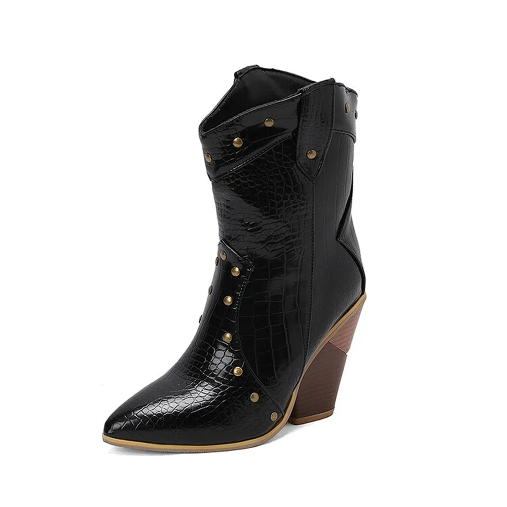 

Ботильоны Botas De Mujer для женщин, пикантные модные ботинки на высоком каблуке с острым носком, панк-ботинки на платформе, большой размер 47 48, готическая обувь 4007