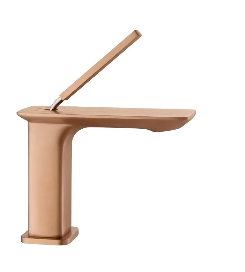 Luxury Solid Brass Brushed Rose Gold Basin Mixer Tap Premium Hot and cold Water mixing Bathroom faucet Washbasin faucet 1 Hole