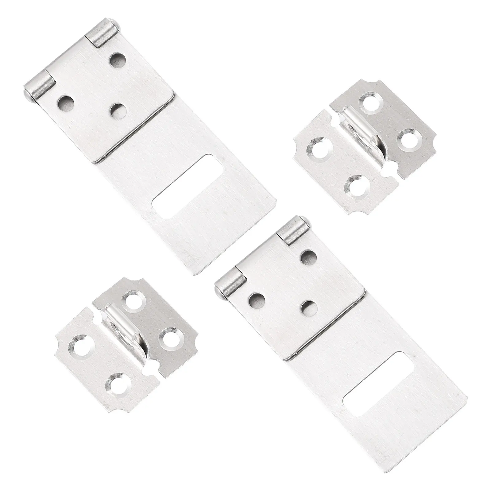 

2Sets High Quality Stainless Steel Security Padlock Latch Rust Proof Smooth Hasp for Home Office Furniture Safety