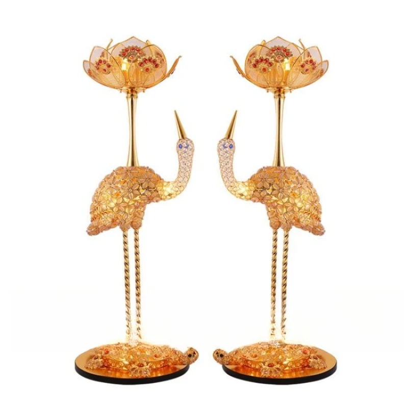 

Personalized and creative crane turtle lotus crystal floor lighting ornament