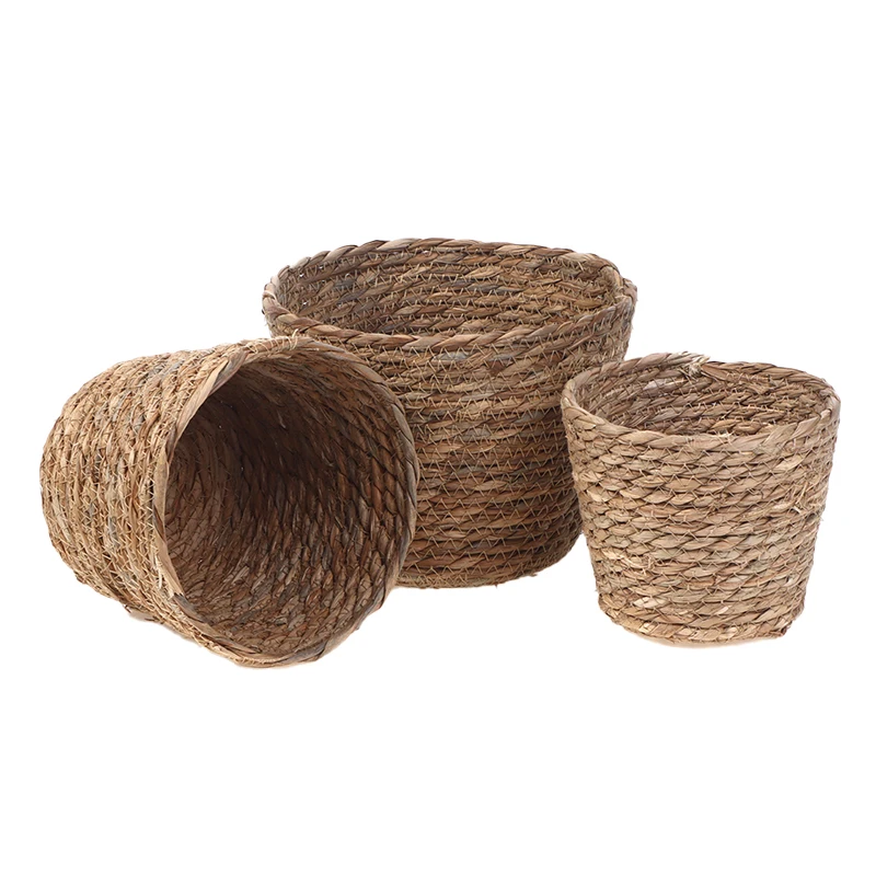 Handmade Woven Seaweed Storage Basket, Straw Basket, Indoor e Outdoor Flower Pot, Plant Container, Home and Living Room