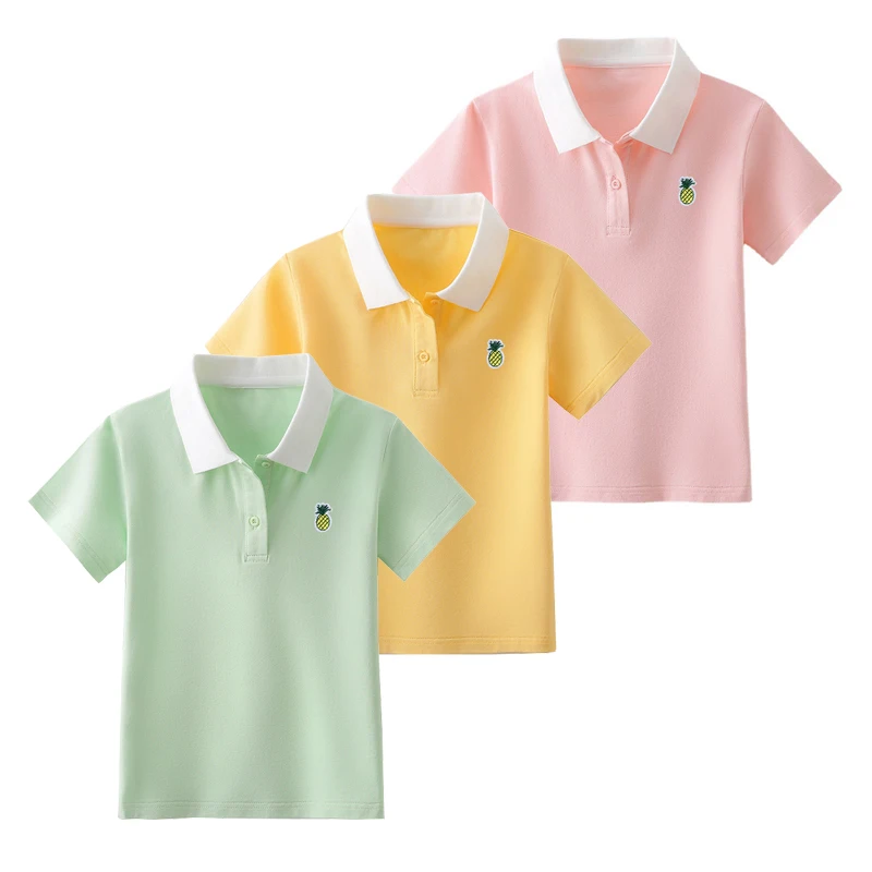 

Pineapple Teen Girls Polo Shirts Cotton Elegant Summer Children T-shirts Big Kids Clothes 4-13y