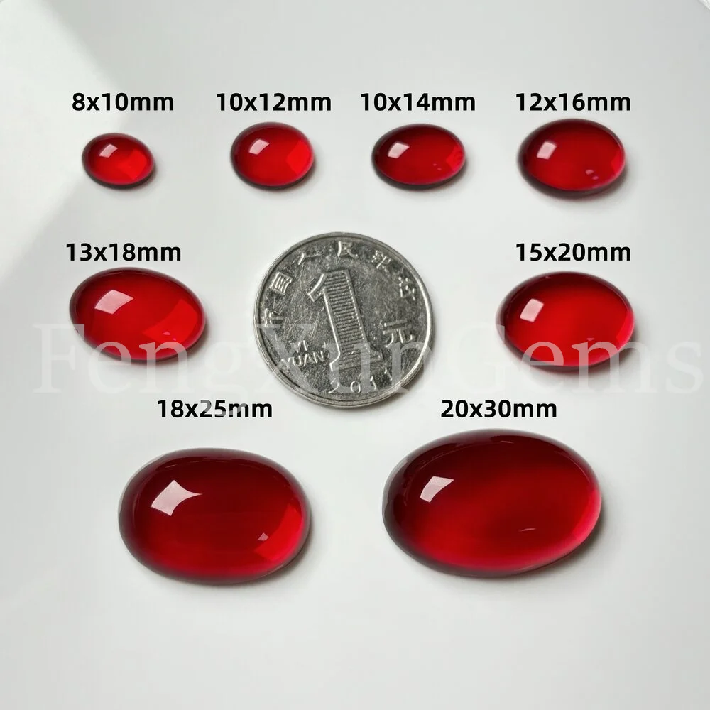 8x10~20x30mm1pcs Flat Bottom Oval Cabochon Loose 5A Glass Stone Blue Red White Green Multicolor for Rings DIY