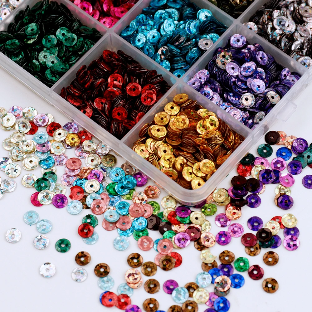 24 Colors Bright Sequins Round Flatback Confetti Paillettes Sewing Wedding Dress DIY Crafts Accessories
