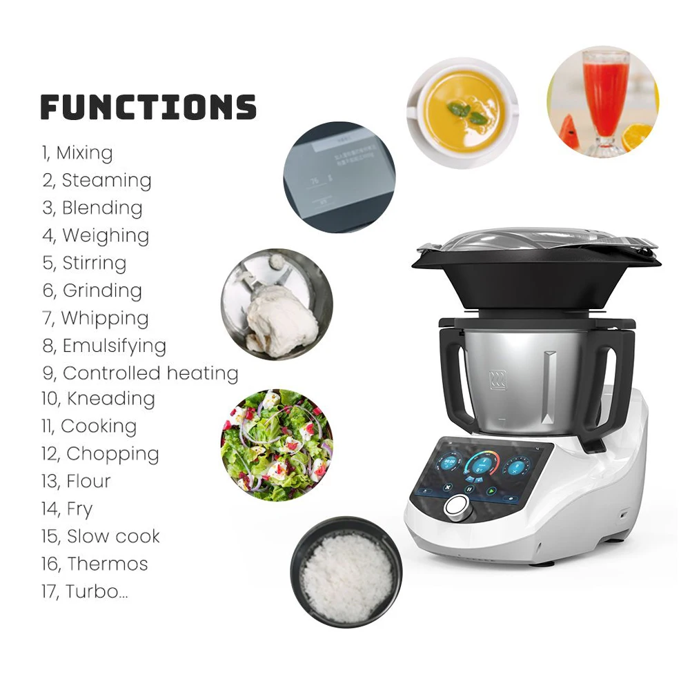 Hot Sale Household Stainless Steel Material Cooker Food Processor Multifunction Cooking Food Processor Robot De Cocina