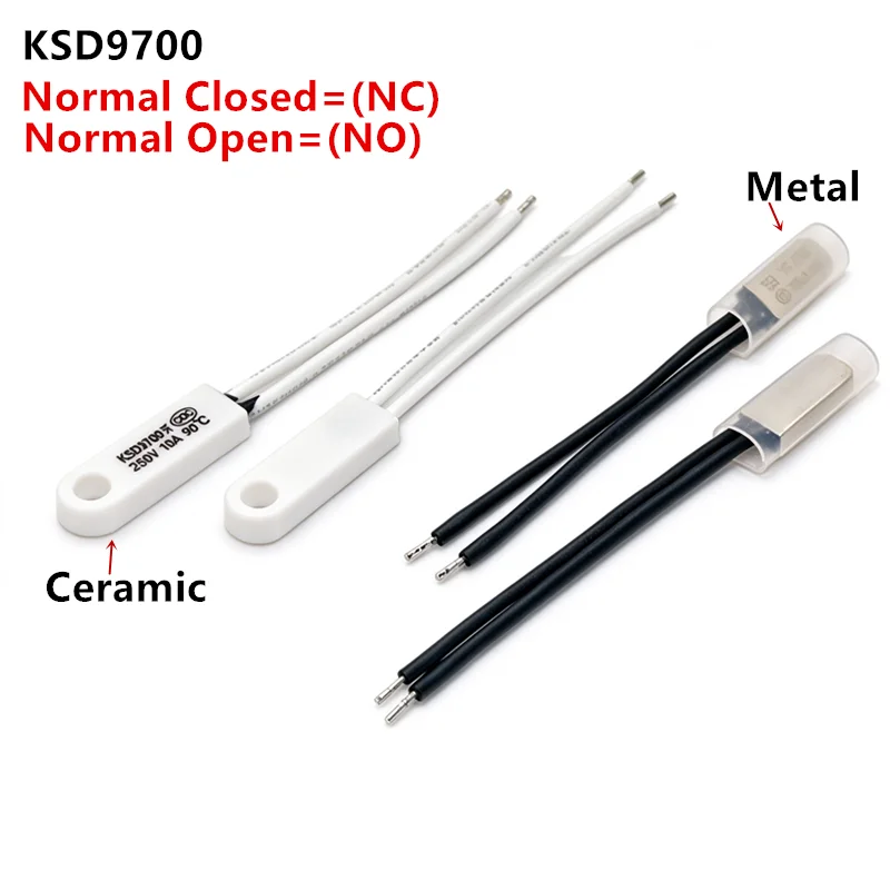 2Pcs/lot KSD9700 5A250V 40-140 Degree Celsius Normally Closed Open Bimetal Disc Temperature Switch Thermostat Thermal Protector