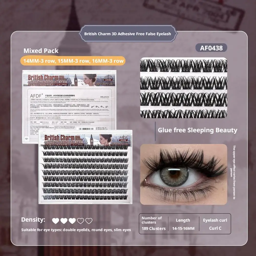 Cílios postiços sem cola de grande capacidade segmentados autoadesivos grossos fofos em quadrinhos singlecluster ferramenta de maquiagem de cílios autoadesivos
