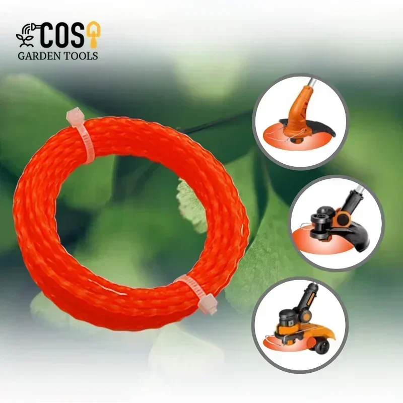 15m*1.6/2.0/2.4/2.7/3.0/4.0mm Mowing Nylon Grass Trimmer Rope Brush Cutter Strimmer Line High-Efficiency Nylon Brushcutter Line