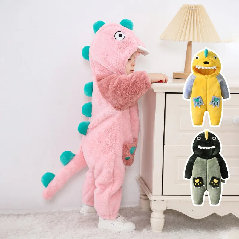 

Toddler Green Dinosaur Bodysuit Anime Unicorn Play Pajamas Halloween Animal Role Play Baby Flannel Lion Costume Warm Pajamas