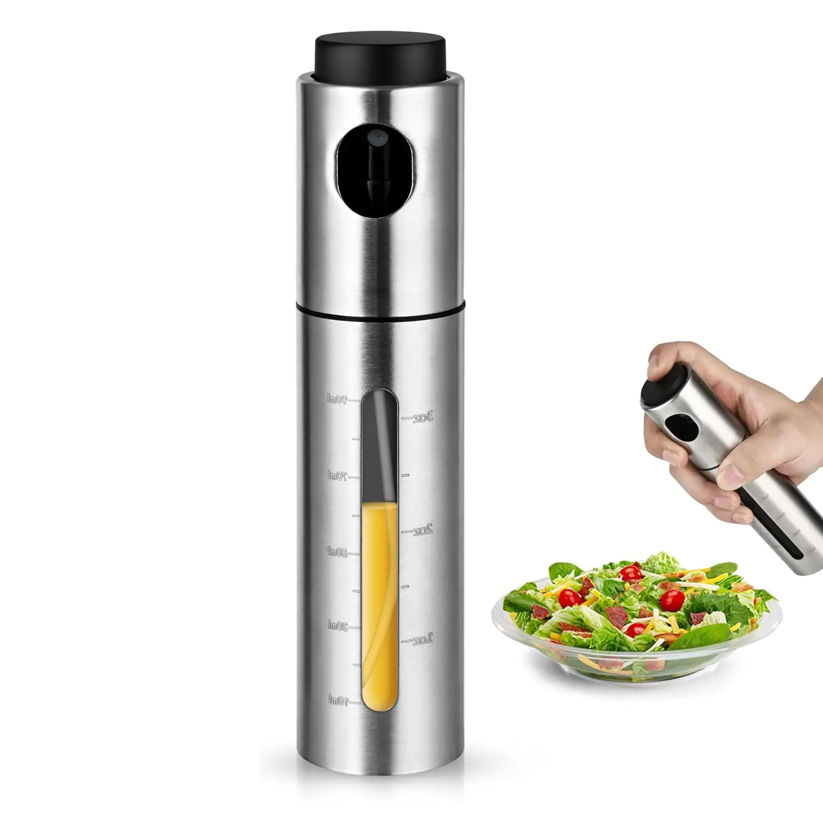 Spray de Óleo em Aço Inoxidável para Fritadeira, Garrafa Dispensadora de Cozinha com Névoa Fina