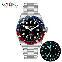 Octopus Kraken Watch For Men Kraken 6460 GMT Movement Automatic Mechanical 200M Waterproof BGW-9 Super Luminous Dive Watches