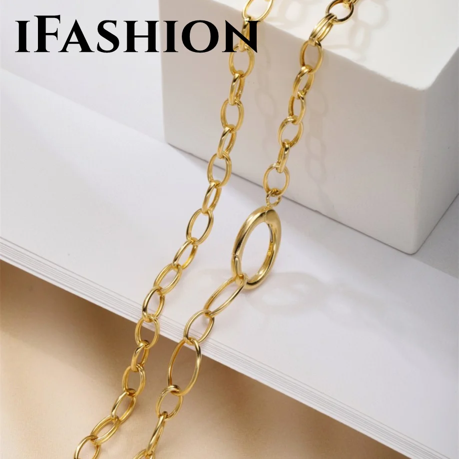 

IFASHION Ancient Coin Chain Large Thick Chain Necklace Bracelet 18k Gold Jewelry Real Gold Au750 Wedding Solid Party Gift Women