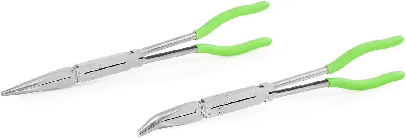 

22632 Long Needle Nose Pliers Set, 13' X-Type, 45° Extended Reach, Rust-Resistant, Heat-Treated Steel – Automotive, Construction