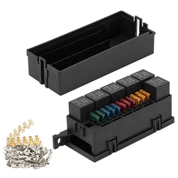 12V Auto 11 Way Fuse Relay Box Block With 5 Pin Relay and Fuses For Automotive Car Marine Truck Trailer Boat