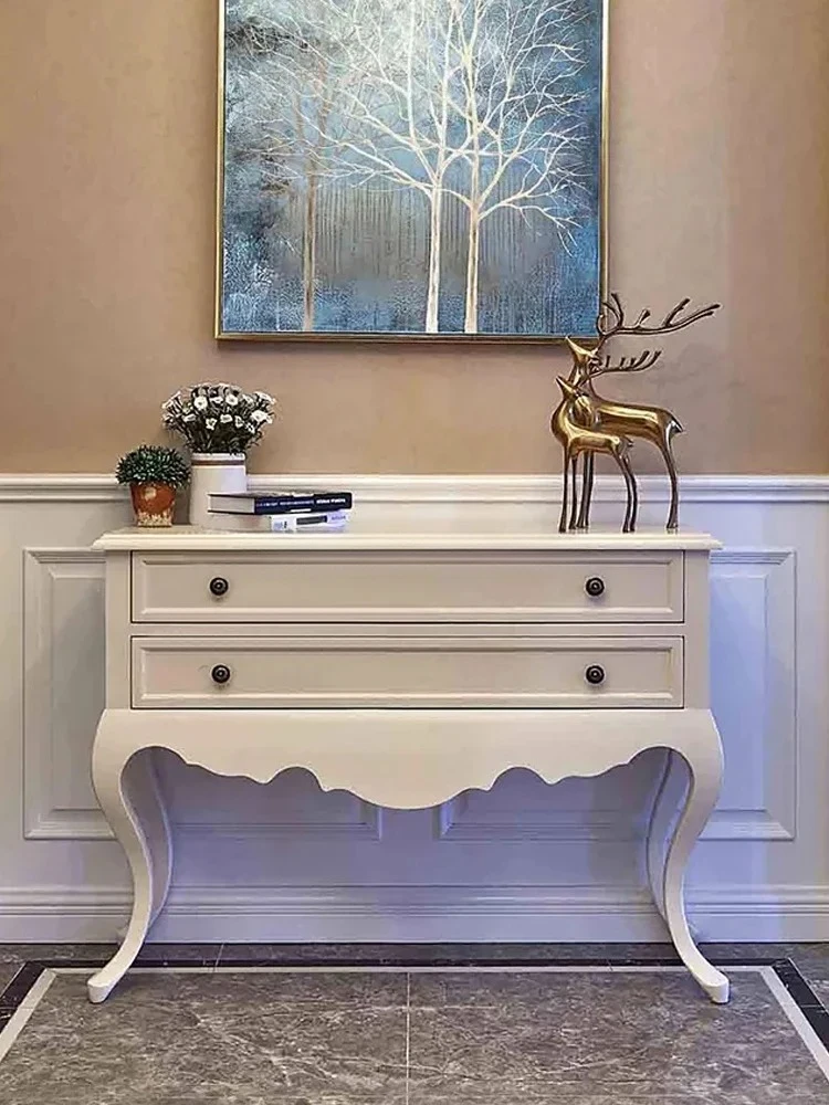

HLZ solid wood entrance French retro table foyer side cabinet corridor entrance entrance decorative cabinet