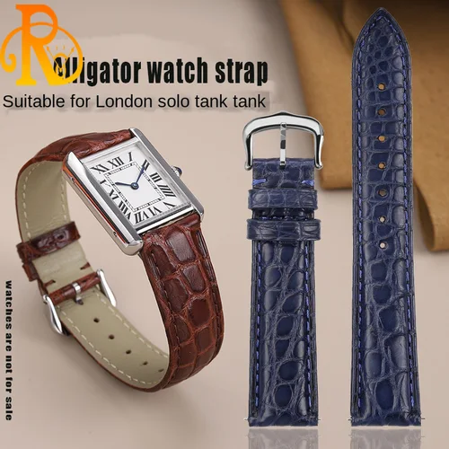 16mm 17mm 18mm 19mm 20mm 21mm 22m Black Blue Brown Crocodile Skin Watch Strap For CARTIER Tank CLÉ DE Bracelet Leather Watchband