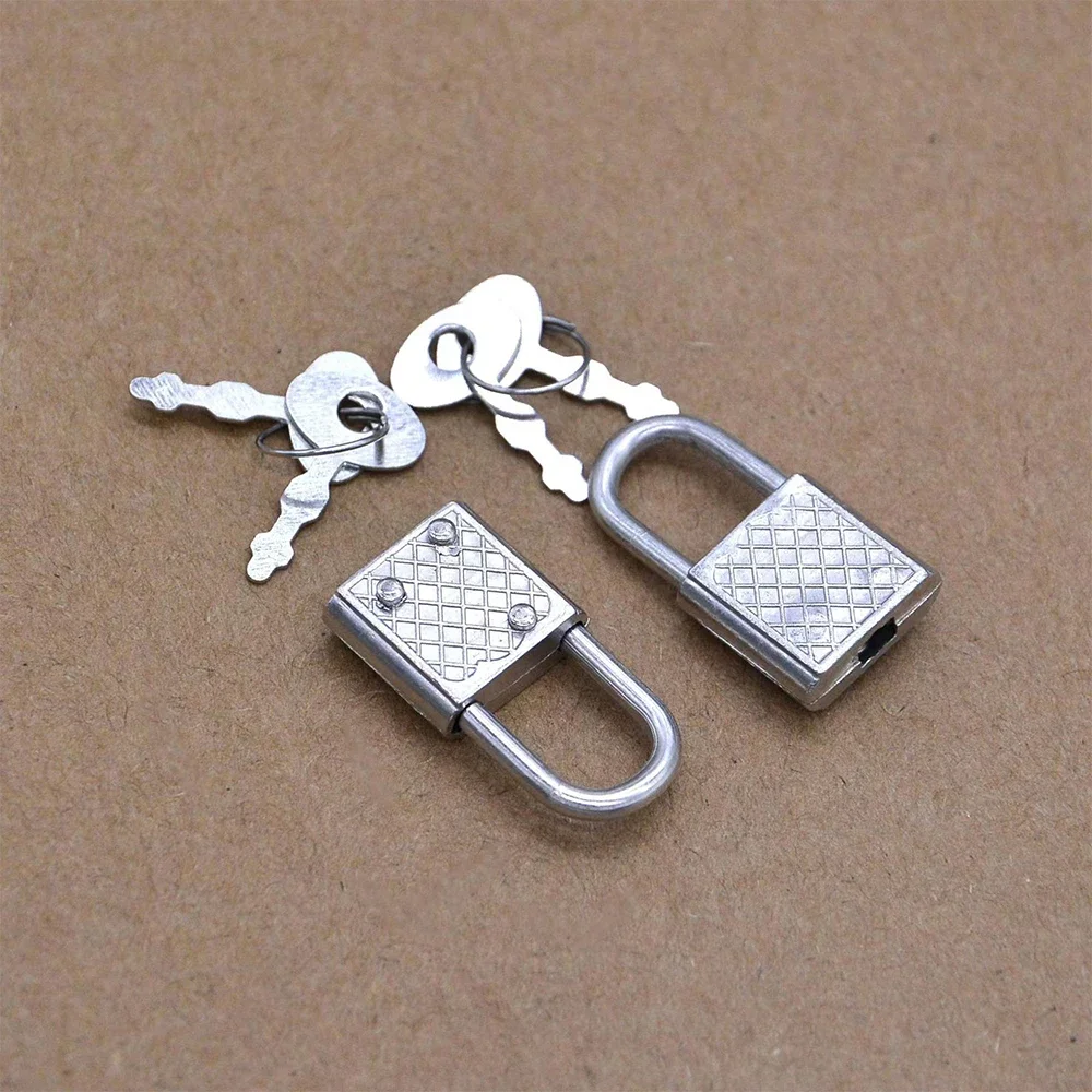 10Pcs Silver Mini Retro Padlock for Notebook Diary Small Luggage Box Lock with Keys Zinc Alloy Suitcase Locker Hardware 32*17mm