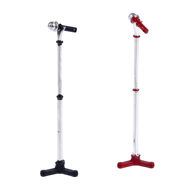 1:12 Dollhouse Miniature Microphone Model w/Stand Musical Instrument Furniture Decor Toy