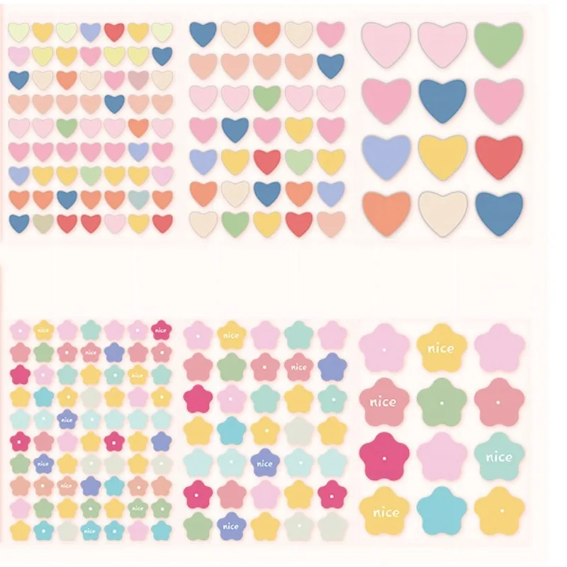 

3 Sheets Per Bag Kawaii Dopamine Color Stickers Floral Love Round Pot Designs for Scrapbook Party Event Label Stickers