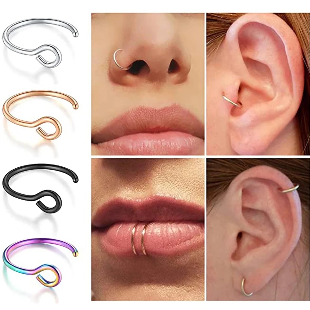 

1Set Nose Ring No Piercing Stainless Steel Nose Clip Fashion Jewelry Party Dance Decoration Long Lasting Luster