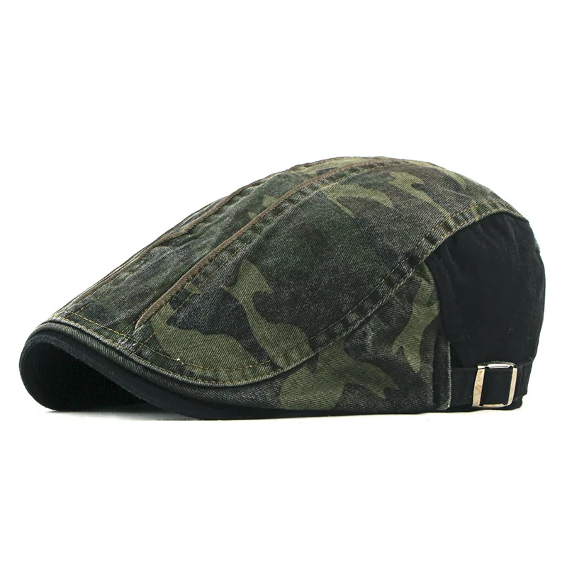 Men\'s Cotton Flat Cap Ivy Gatsby Newsboy Hat Camouflage Fashion Driving Ivy Hat Cabbie