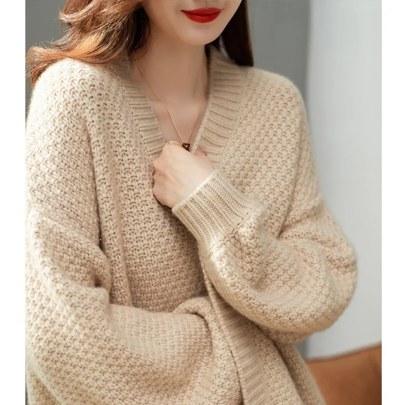 Vintage Knit Cardigan Luxury Jackets Solid Coats Women Warm Sweater Long Sleeve Office Ladies Autumn Winter Outerwear Clothing