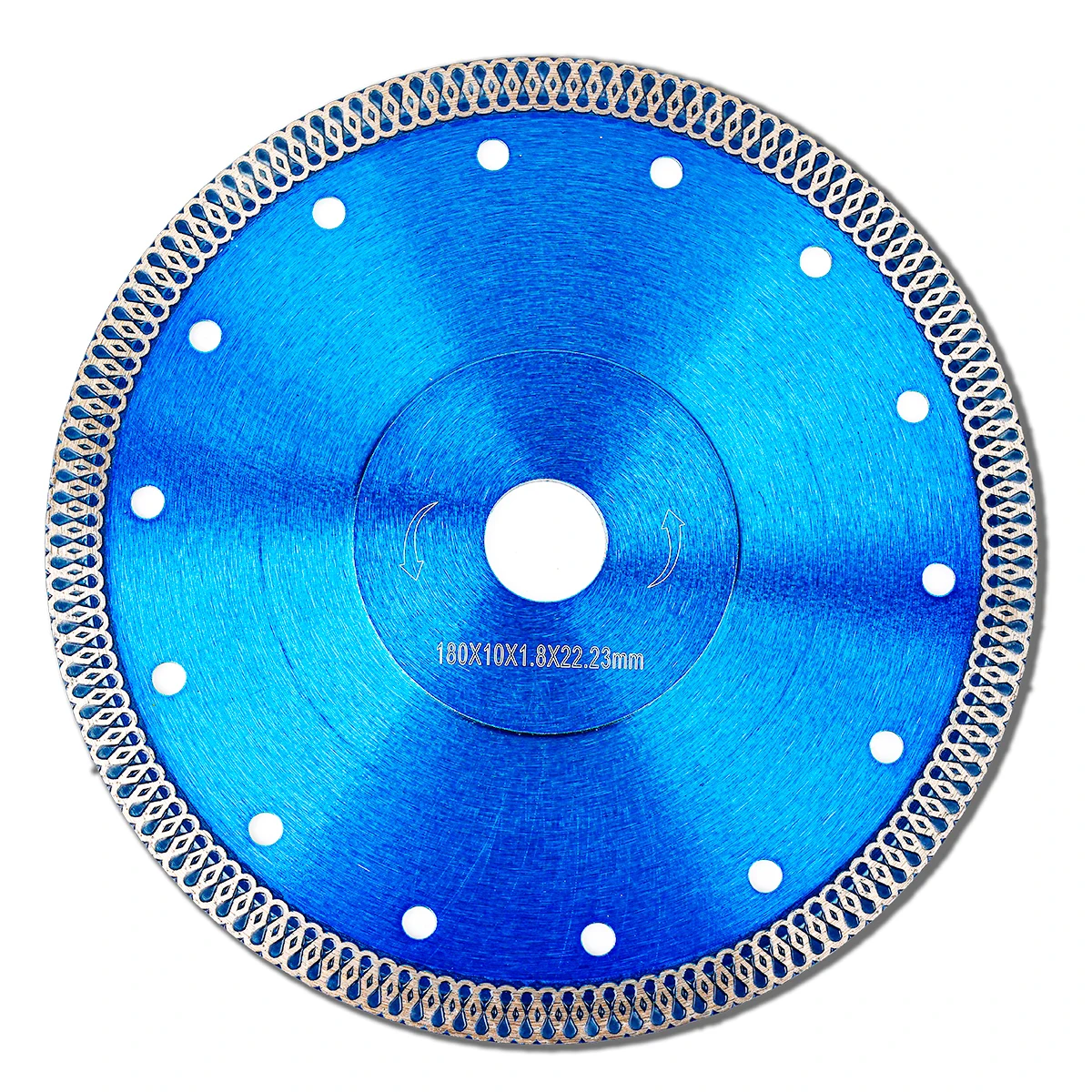 180mm超薄型ダイヤモンドタイルブレード切断ディスクxメッシュターボリムセグメントソーブレード、磁器タイル・石材切断用