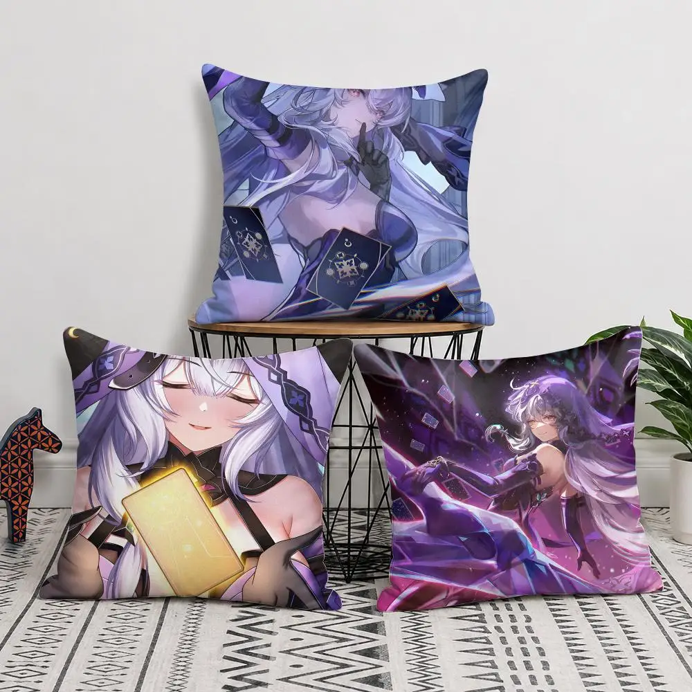 Honkai Star Rail Black Swan Cushion Cover Short Plush Soft Double-Sided Printing Pillow Case Cozy Sofa Bedroom Home Decor Gift