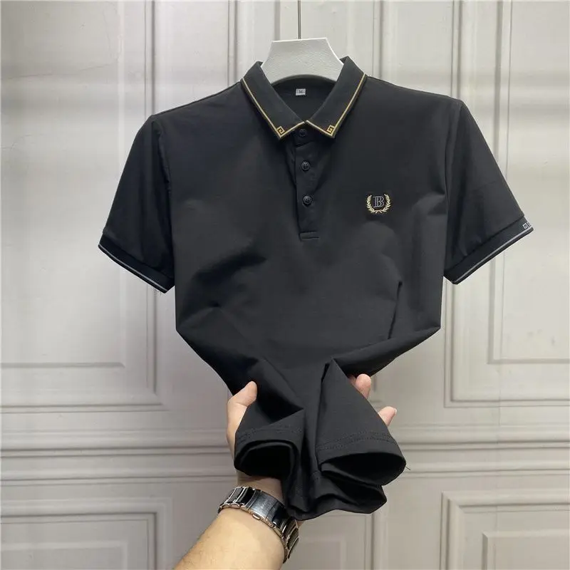 Top No Logo with Collar Male Tee Shirts Heather Polo Men's T-shirt New in Clothes Ordinary Streetwear Original Fashion Basic Hot