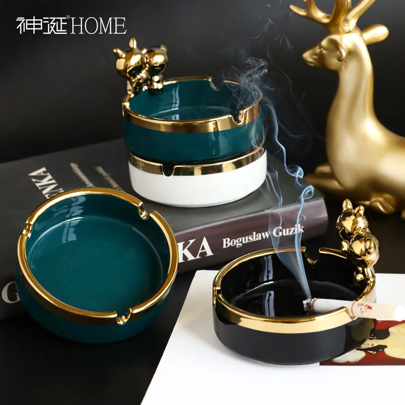 

Portable Ashtray Nordic Luxury Ceramic Ashtray Home Living Room Fashion Creative Coffee Table Decorations Ornaments