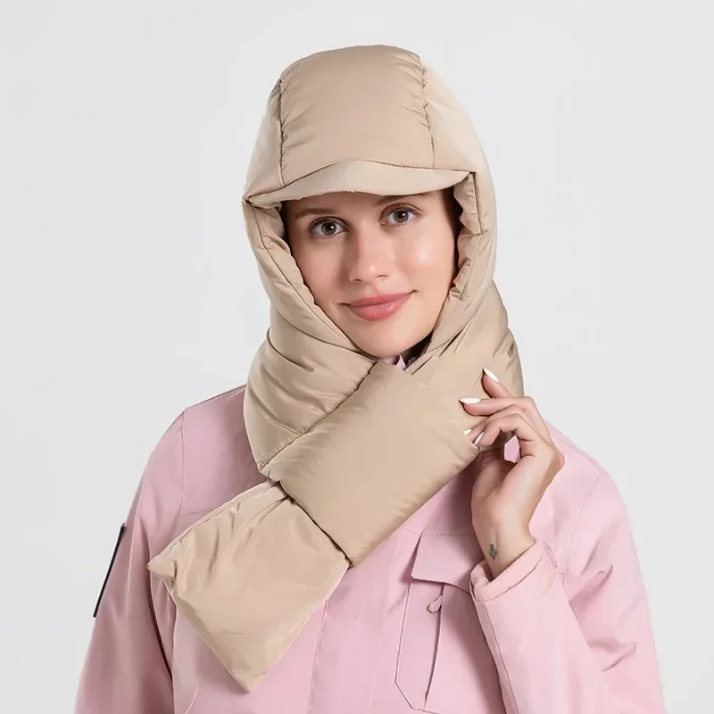 

Женский мягкий шарф 2-в-1 со встроенным капюшоном, зимняя теплая защита шеи и головы, универсальный изолированный аксессуар для холодной погоды