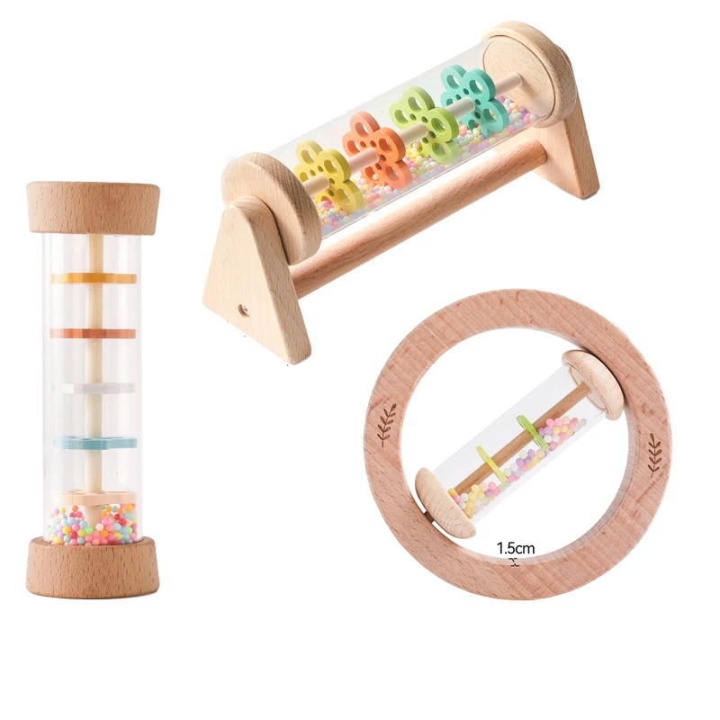 Montessori Baby Toys Rain Stick Rattle Hourglass Rain Music Rattle Baby Educational Toy Colorful Montessori Sensory Toys for Kid