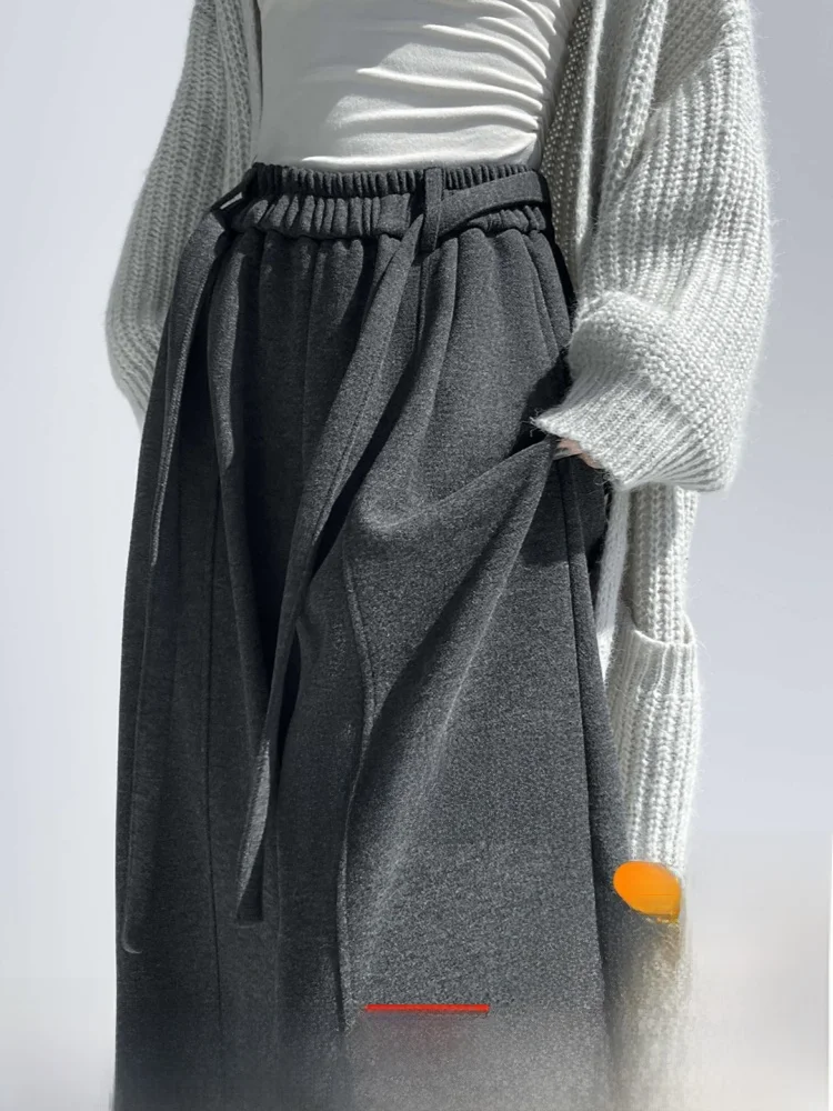 Dames Thiened Fce Gevoerde Wijde Pijpen Broek Hoge Taille Rechte Broek Comfortabele Drapey Koreaanse Sle Pendelbroek