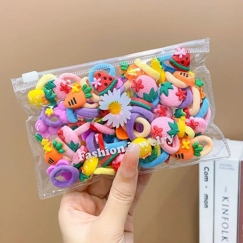 10/20Pcs/Set Cute Cartoon Rubber Elastic Hair Bands Girls Not Hurt Hair Small Scrunchie Kids Sweet Hair Ties Hair Accessories