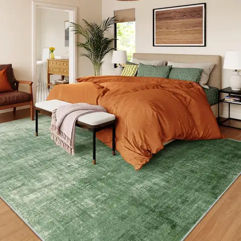 VIKAMA Light Luxury Simple Green Carpet All Cover High-grade Sense of Solid Color Office Absorbent Non-slip Mat