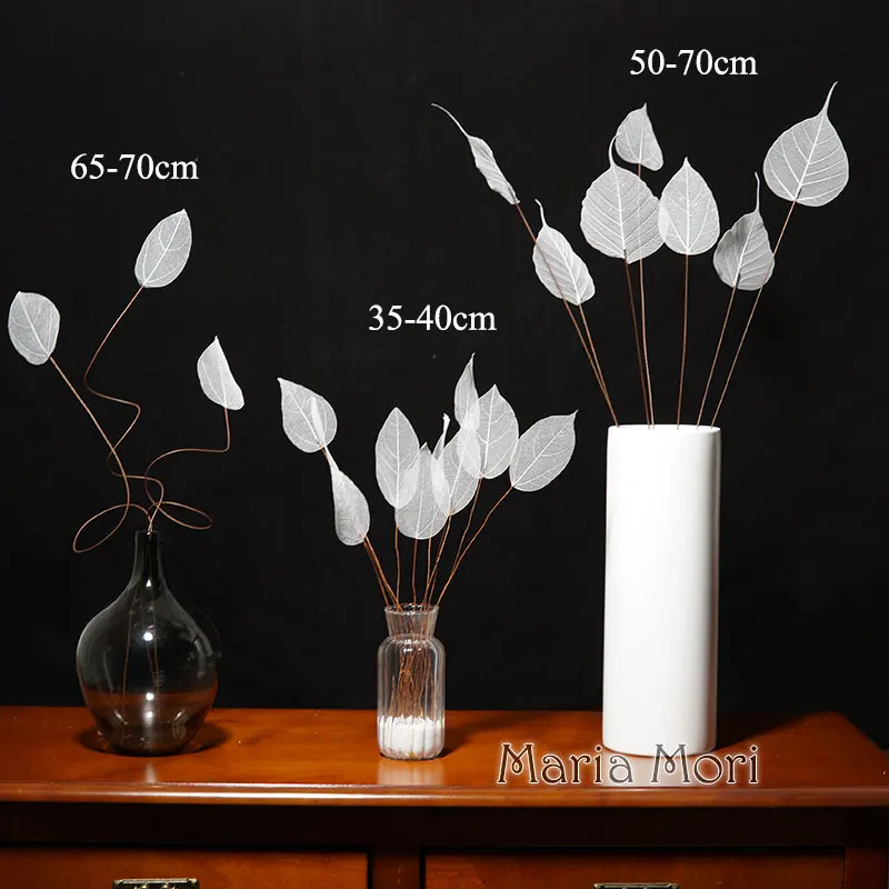 Home Decoration Lucency Leaves Natural Leaf Vein Immortal Artificial Flowers Wedding Table Decoration Wire Stem