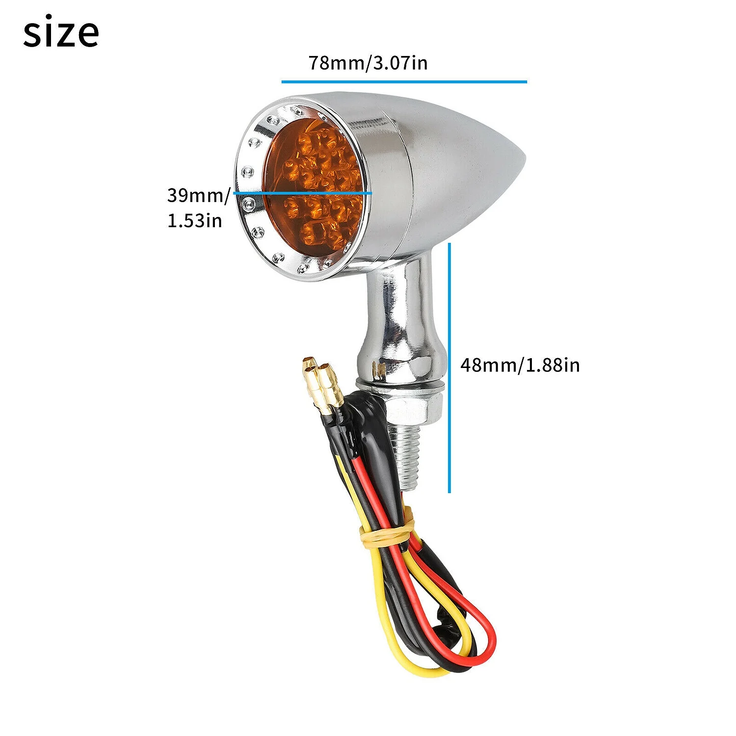 

AU16-2Pcs Universal Amber Chrome Motorcycle LED Turn Signal Light Brake Running Tail Light