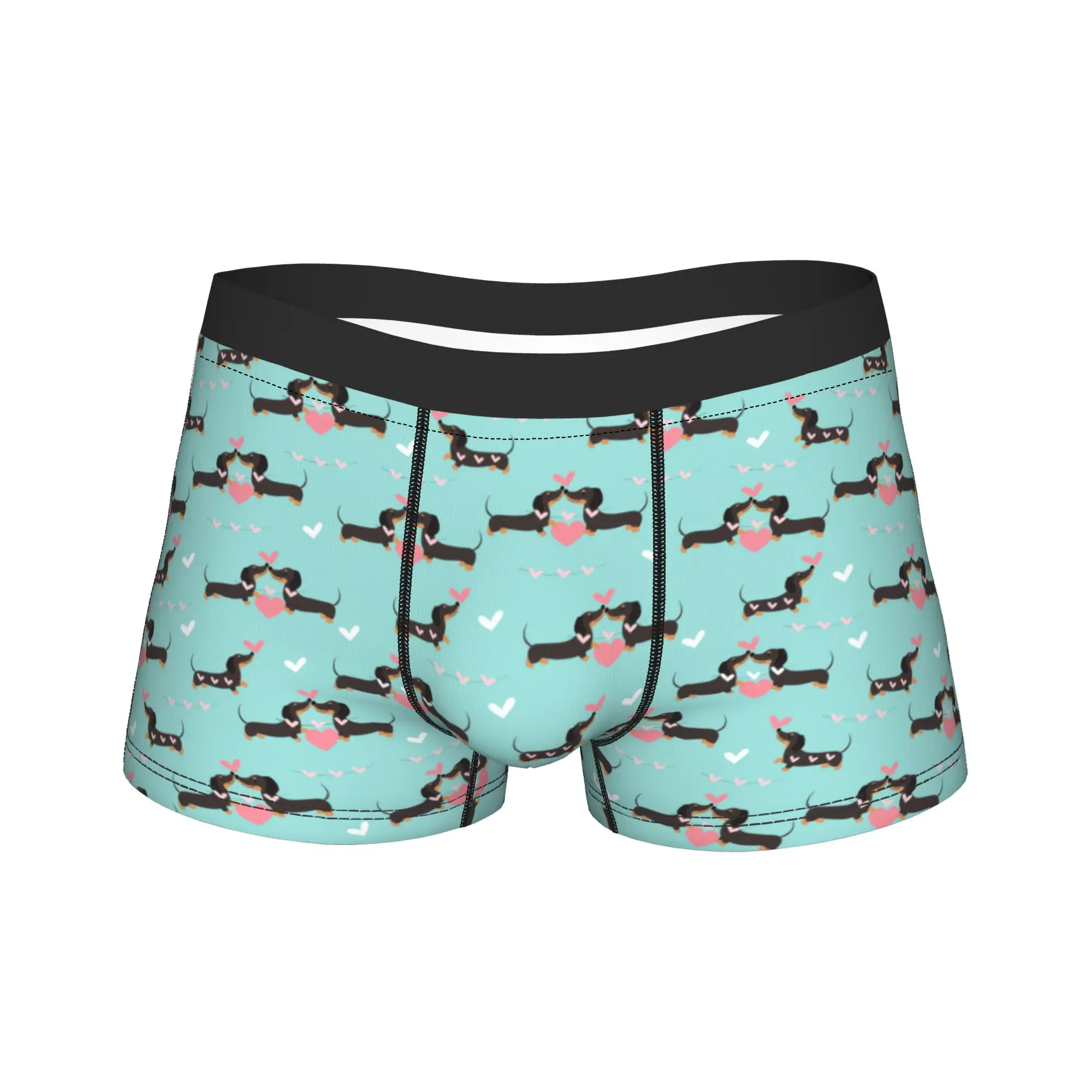 Dachshund dogs in love and hearts Underwear  Custom DIY Trunk Hot Sale Man Panties Breathable Shorts Briefs Birthday Present