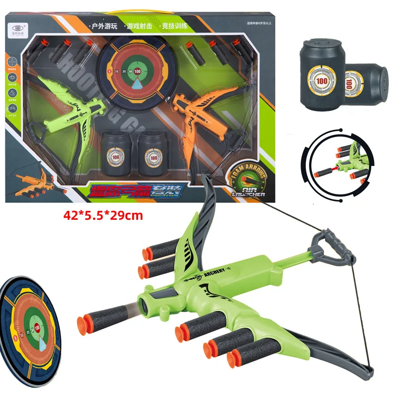 Soft Dart Bow and Arrow Toy Set Kids Indoor Shooting Crossbow with Target Paper and Bottle Outdoor Sports Toy Boy Christmas Gift