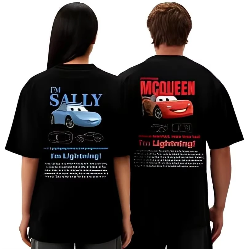 

2026 Disney The Cars Mcqueen & Sally Best Partner Men Women Couples T-Shirts Breathable Quick-drying Soft Comfy Stylish 14 Sizes