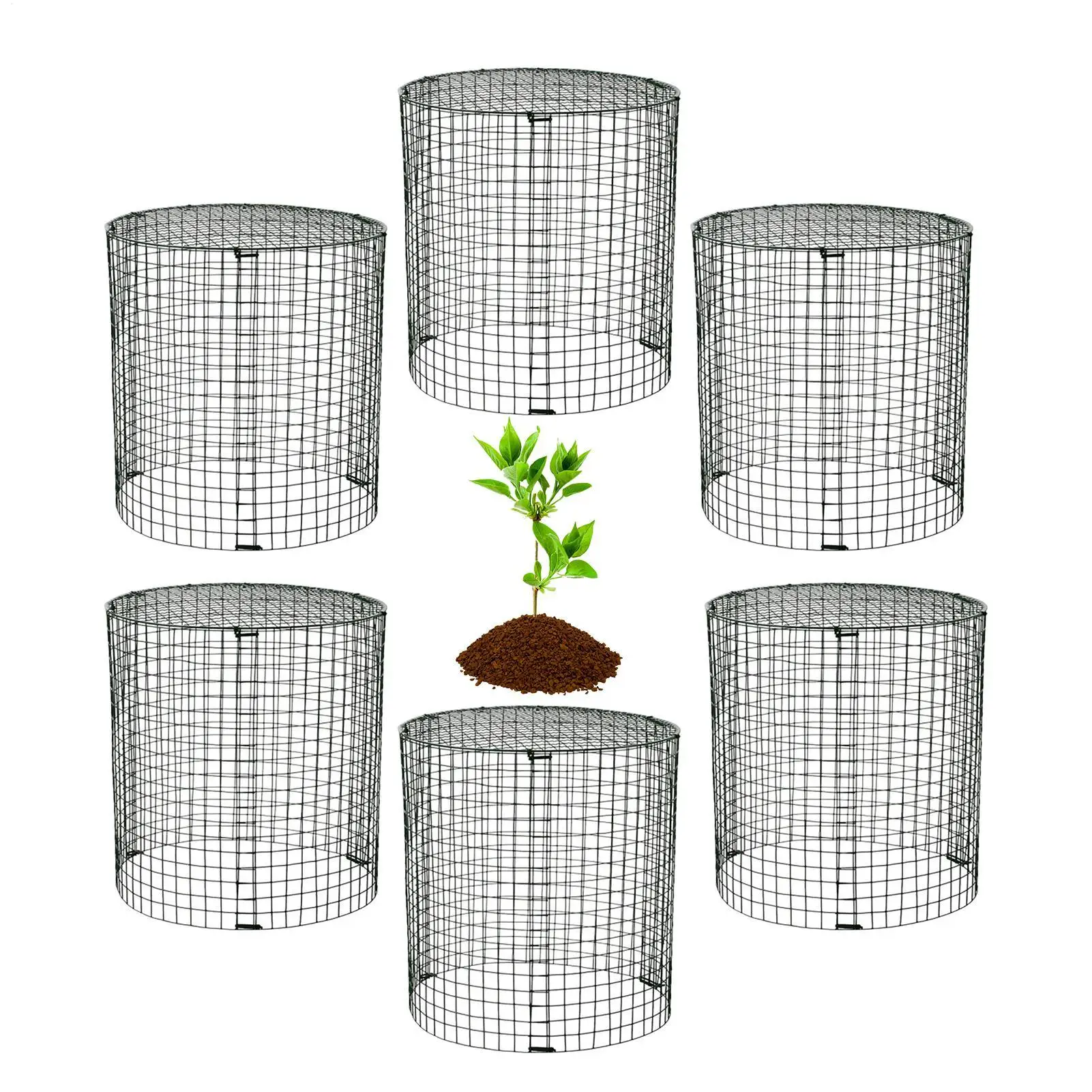 

6pcs Detachable Plant Protection Cover With Top Panel Stakes Ties Plant Protector Cage Wire Mesh Fence Bunny Proof Plant Protect