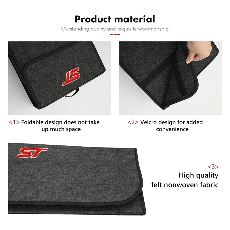 Car Trunk Organizer Box Foldable Tools Storage Pockets Bag For Ford ST Racing Performance Focus Mk2 Mk3 MK4 Fiesta Ranger