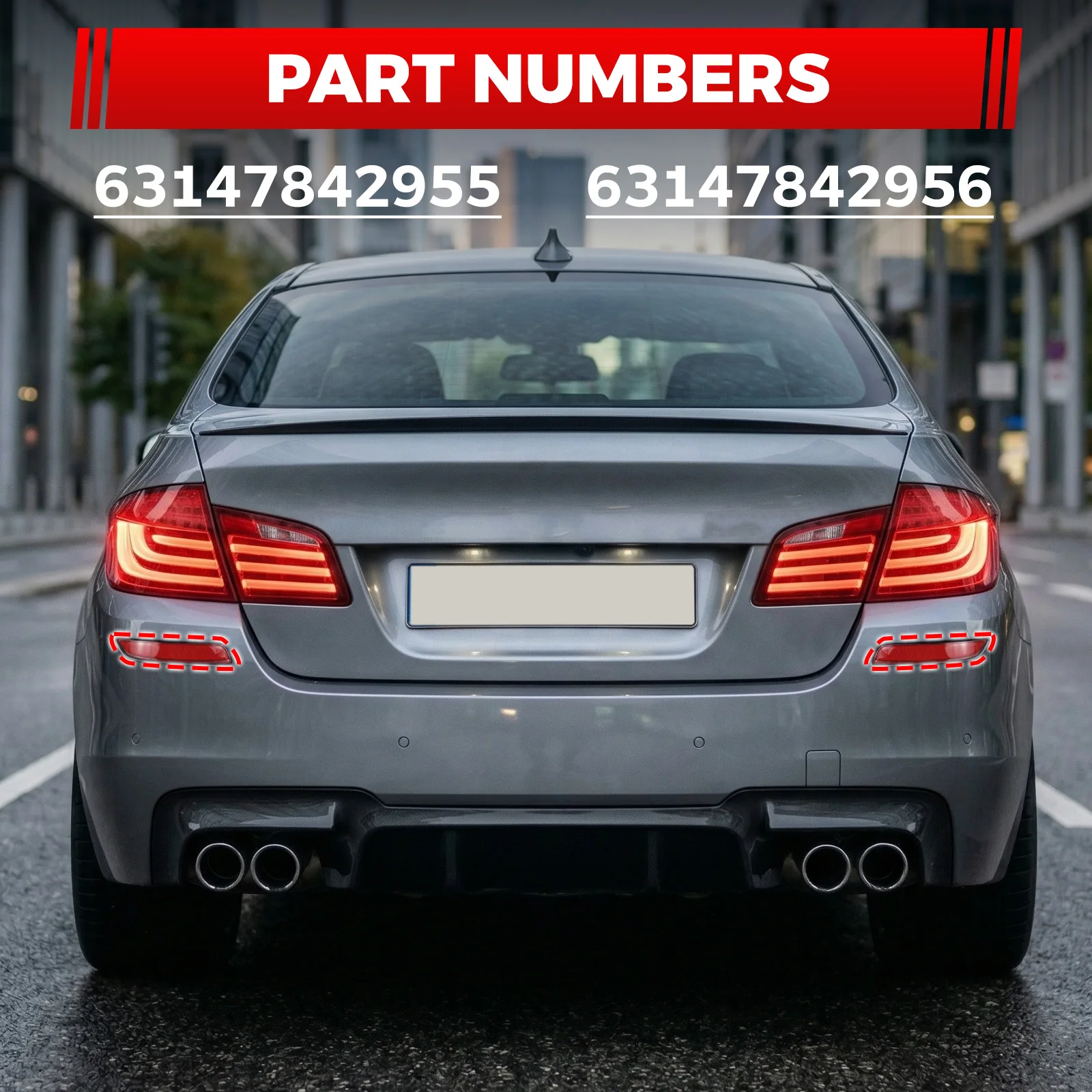 For 2011-2016 BMW F10 F11 F18 with M-Tech or M-Sport Rear Bumper Reflector lamp lens Car accessories 63147842955 63147842956