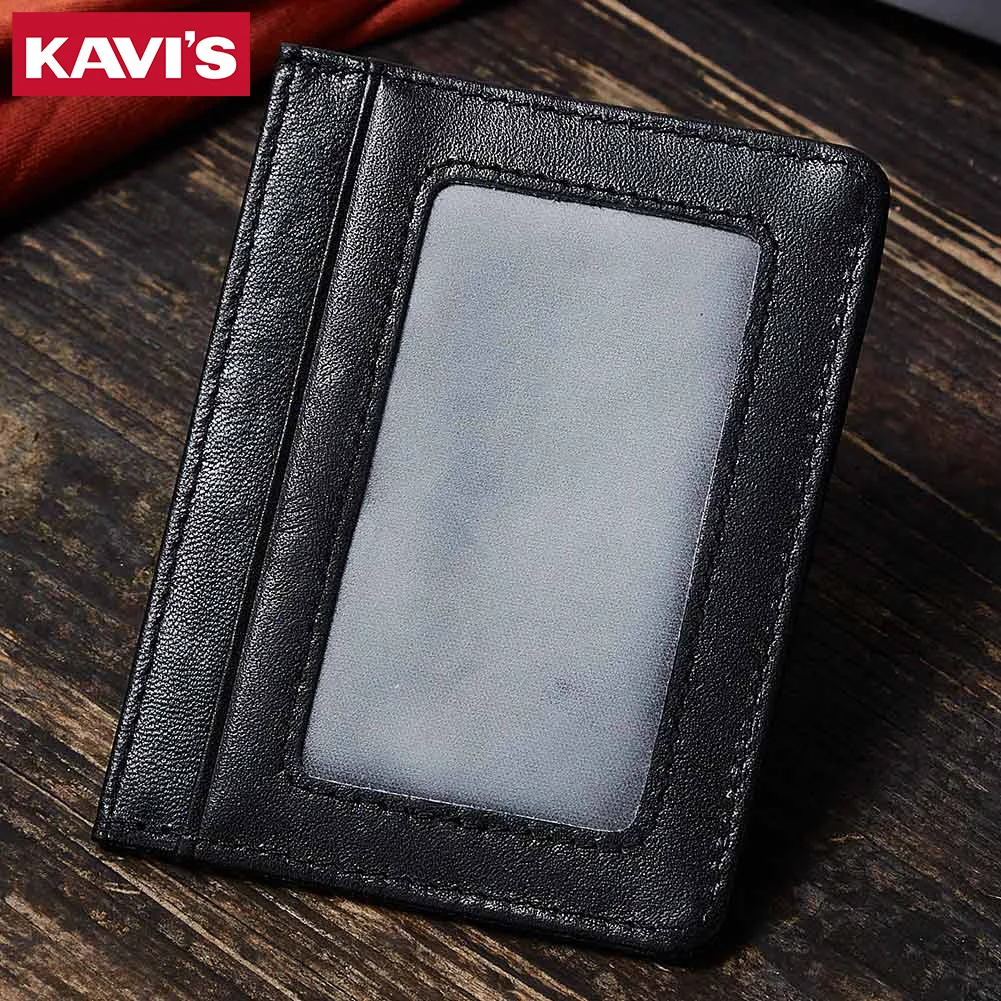 KAVIS Genuine Cow Leather Credit Card Wallet With Thin For Men High-capacity Card Slots Card Case ﻿Casual Exquisite Card Holder