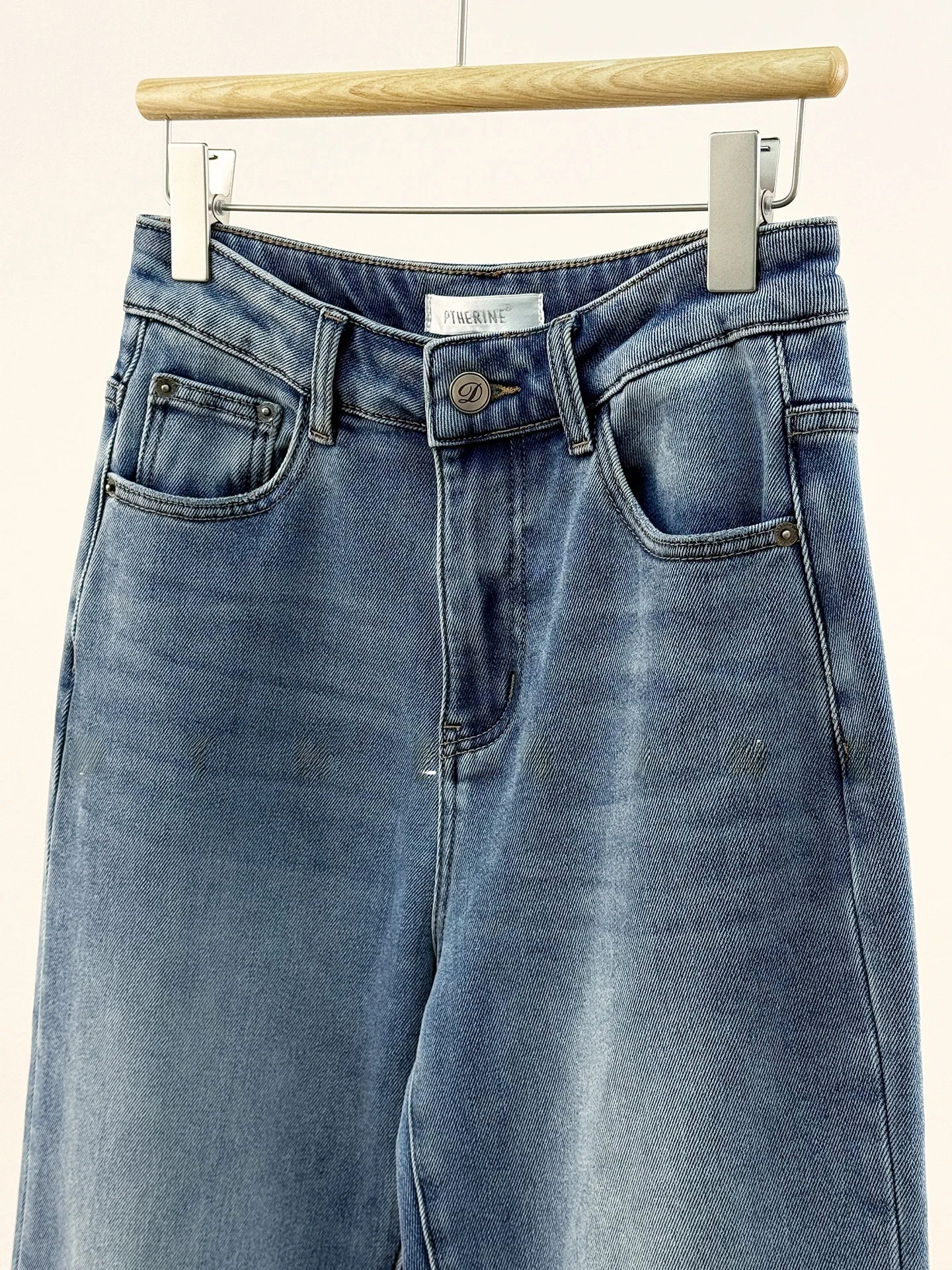 

High Waist Straight Leg Fce Lined Thi Jeans Women's Winter Casual Cotton Blend Zipper Closure Floral Print Comfortable Fit