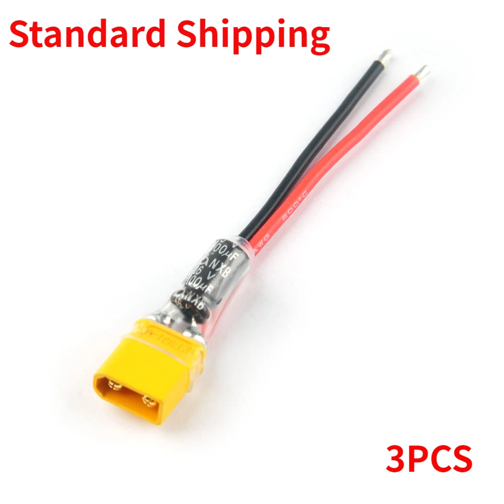 HappyModel 피그테일 전원 와이어, Crazybee F4 PRO 비행 컨트롤러 FPV Tinywhoop, 100UF 16V 캐패시터, 70mm XT30 플러그, 3 개